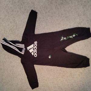 Addidas girls 24month black with flowers sweat suit.